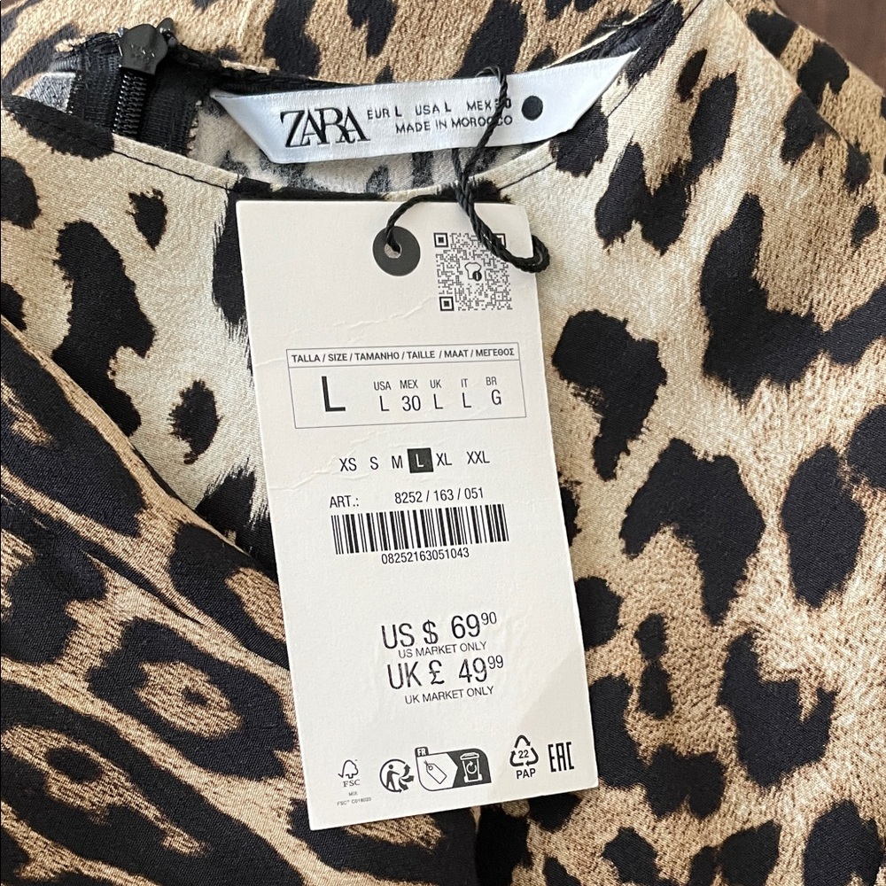 Zara Leopard Print Midi Dress - Black and Brown - Picture 3 of 4